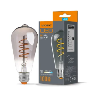 Лампа VIDEX Filament ST64FGD 4W E27 2100K дімерна графіт (VL-ST64FGD-04272)