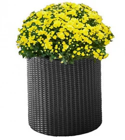 Фото плетеный цветник medium cylinder planter серый