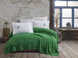 Фото комплект постельного белья hobby rainbow pike yesil зеленый 230x250см евро (159464)