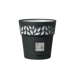 Фото горшок с автополивом stefanplast opera cloe круглый графит/светло-серый 25х25см 7,5л (94103)