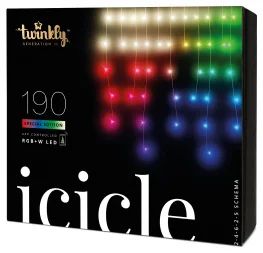 Фото гирлянда twinkly smart led icicle rgbw 190, gen ii, ip44 5м (twi190spp-teu)