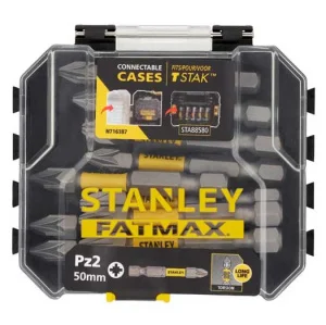 Набір біт STANLEY FatMax Pozidriv, Pz2, 50 мм, 10 шт пластиковий кейс (STA88572)
