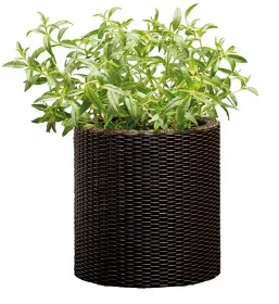 Фото плетеный цветник small cylinder planter коричневый