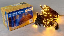 Фото гирлянда наружная delux string 100led 10м (2x5м) 20 flash ip44 желтый (90020901)