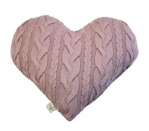 Фото подушка вязаная декоративная прованс сердце розовая (028647)