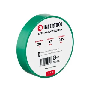 Стрічка ізоляційна Intertool зелена 17ммх20м (IT-0051)