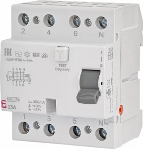 Реле диференційне ETI 4р EFI-P4 25/0,3 тип AC 10kA (2061631)