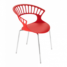 Фото кресло papatya tiara 04 красное, хром (2324)