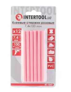 Стержні клейові Intertool рожеві 7,4х100мм 12шт (RT-1047)
