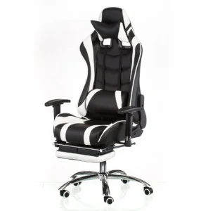 Геймерське крісло Special4You ExtremeRace Black/White with footrest (E4732)