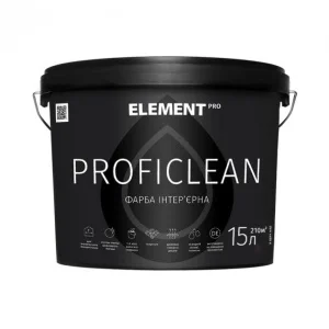 Фарба інтер'єрна особливо вологостійка ELEMENT PRO PROFICLEAN 15 л матова біла