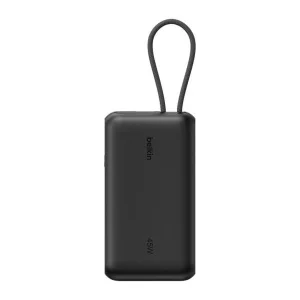 Акумулятор портативний літій-іонний Power Bank Belkin 10000мА 45Вт з інтегрованим кабелем USB-C (BPB029HQBK)