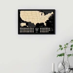 Скретч карта США Travel Map USA Black у тубусі на англійській мові (USAB)