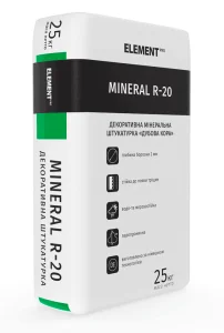 Штукатурка декоративна фасадна Дубова кора ELEMENT PRO MINERAL R20 біла 25кг
