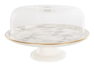 Тортівниця на ніжці з кришкою Alba ceramics Marble 30см (769-024)