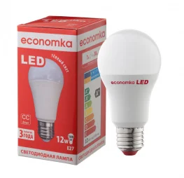 Фото светодиодная лампа economka led a60 12w e27 2800k