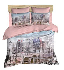 Комплект постільної білизни Lighthouse ranforce+3D Snow City 200x220см євро (444OZ_2,0)
