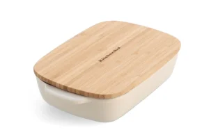 Фото форма для выпечки с крышкой kitchenaid керамогранитная, 6,5х15,5х26см, 0,9л, кремовый (cc006105-001)