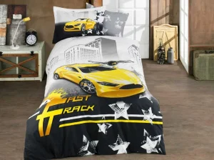 Комплект постільної білизни HOBBY Poplin Fast Track жовтий 160x220см півтораспальний (44439_1,5)