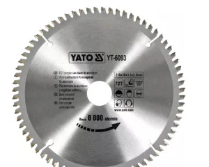 Диск пиляльний по алюмінію Yato 210х30х3,0x2,2мм 72 зубці (YT-6093)