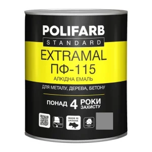 Эмаль Polifarb ExtraMal ПФ-115 серая 0,9 кг
