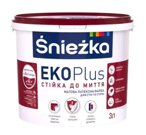 Краска интерьерная акриловая Sniezka Eko plus матовая база А 3л 4,1кг