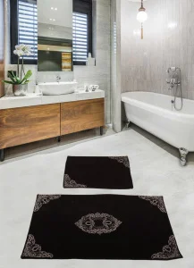Набір килимків для ванної кімнати з гіпюром Diva Pretty Black 60x100+50x60см (DV_11007277)