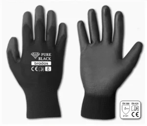 Рукавички захисні Bradas Pure Black поліуретан розмір 8 (RWPBC8)