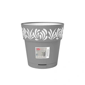 Фото горшок с автополивом stefanplast opera gaia круглый серый/белый 25х25см 7,5л (88501)