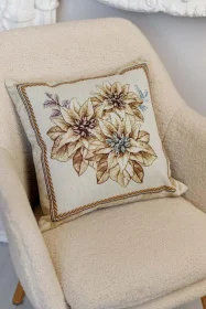 Фото наволочка прованс золотой праздник три цветка 45х45см (036960)