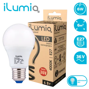 Світлодіодна лампа ilumia 013 L-6-MO-E27- NW-36 600Лм, 6Вт, 36В, 4000К