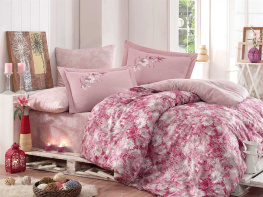 Фото комплект постельного белья hobby exclusive sateen romina розовый 200x220см евро (22857)
