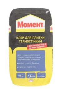 Клей для плитки термостійкий Момент Мом Термо 25 25кг