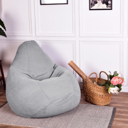 Фото кресло-мешок студия комфорта груша велюр большой серый (015321)