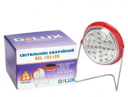 Фото аварийный светильник delux rel-102 3,7v 1.2ah 24led 4w 120х120х35мм (90018288)