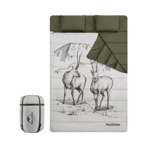 Спальный мешок двухместный с подушками Naturehike NH21MSD06 зеленый (6927595795330)
