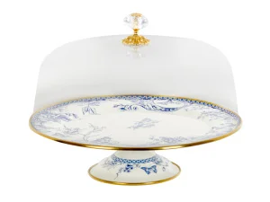 Тортівниця Elmani Butterfly емальована з кришкою на ножці d30см (763-029)