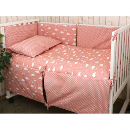 Фото набор в детскую кроватку руно розовая тучка