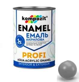 Эмаль акриловая Kompozit PROFI серая глянцевая 0,3л