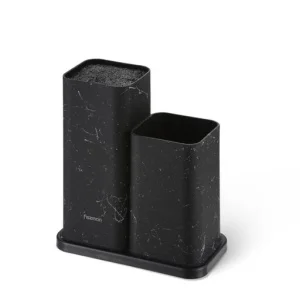 Підставка для кухонних ножів та інструментів Fissman чорний мармур 11x11x23, 11x11х17см (12884)