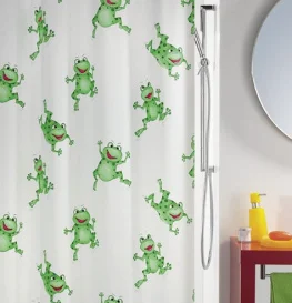 Фото шторка для ванной spirella frogtime pvc зеленая 180x200см (10.06487)