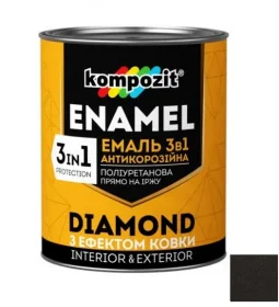 Эмаль антикоррозийнная Kompozit DIAMOND 3в1 коричневая 0,65л