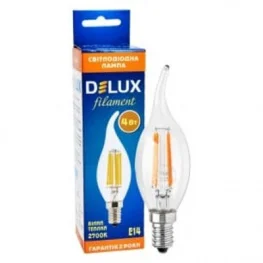 Фото светодиодная лампа delux bl37b 4вт tail 2700k 220в e14 filament (90011685)