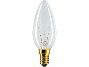 Фото лампа накаливания philips b35 40w е14 cl свеча прозрачная (10018533)