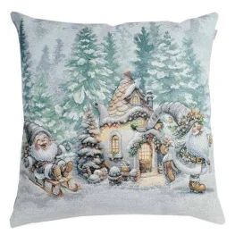 Фото подушка гобеленовая прованс сказочные гномы-1 салазки 45x45см (038475)