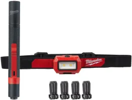 Фото набор светодиодных фонарей milwaukee hl2ipl-led alkaline power pack (4933492103)