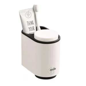 Фото держатель для зубных щеток со стаканами mvm bp-20 бело-черный (bp-20 white/black)
