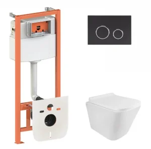 Комплект інсталяція Qtap Nest з панеллю змиву круглою (QT1733052ERW0133M425M11V1146MB)