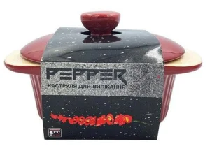 Фото кастрюля для выпекания pepper pr-3223 с крышкой 22см 2л (111156)