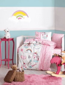 Фото комплект постельного белья cotton box unicorn pembe 100x150см (cb_08007797)